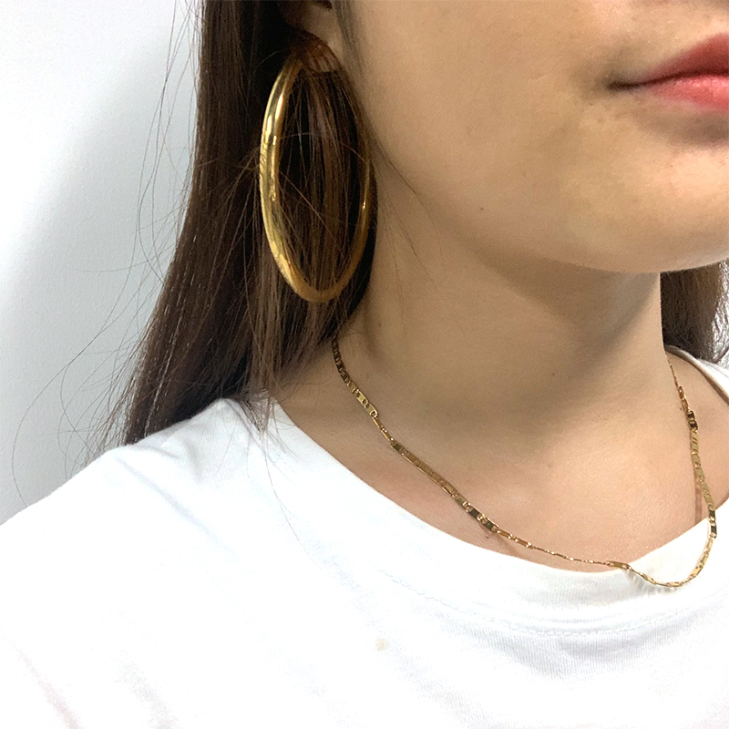 Stainless Steel Gold Plated Fashion Hoop Earrings