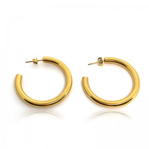 Stainless steel fashion gold-plated solid earrings/hoops